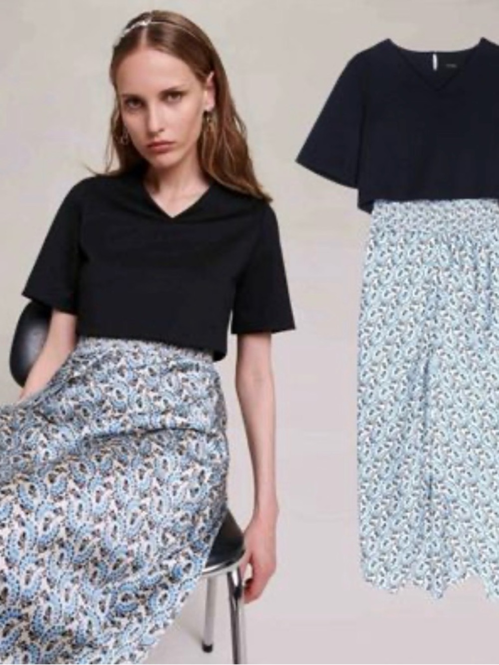Maje 2 in 1 Midi Floral Dress